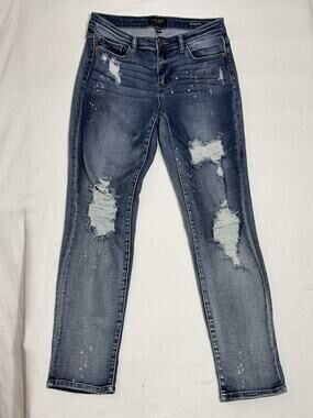 Judy Blue Jeans Juniors Size 9 Blue Boyfriend Fit Stretch Distressed Bleach